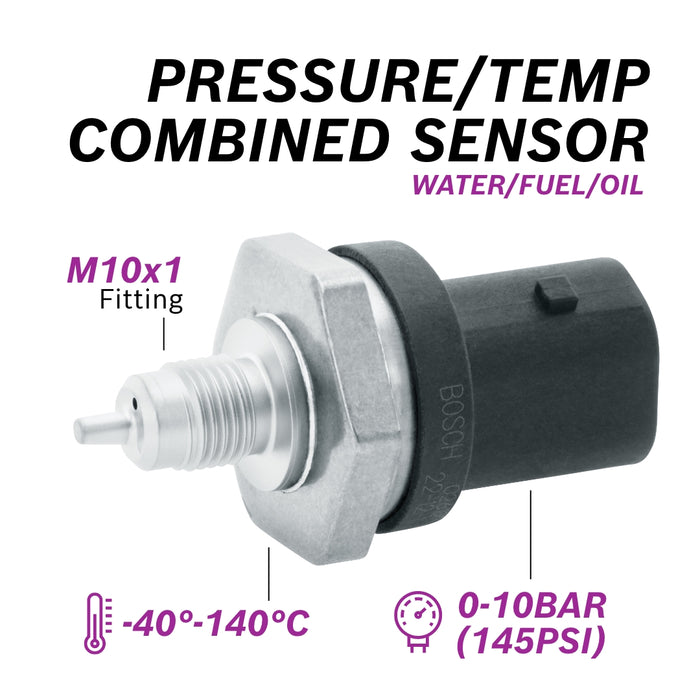 Temperature & Pressure Combo Sensor M10x1 -40 to 140degC, 10BAR Gauge ...