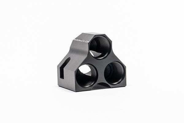 Radium Distribution Block 3 x 10AN ORB to 1 x 12AN ORB w/Fittings  - Radium Engineering | Coore Australia