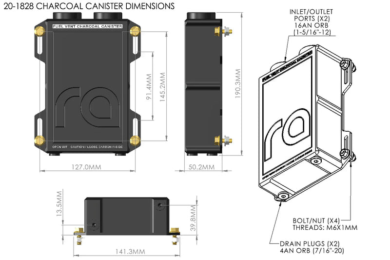 Radium Fuel Vent Charcoal Canister 20-1828 - Radium Engineering | Coore Australia
