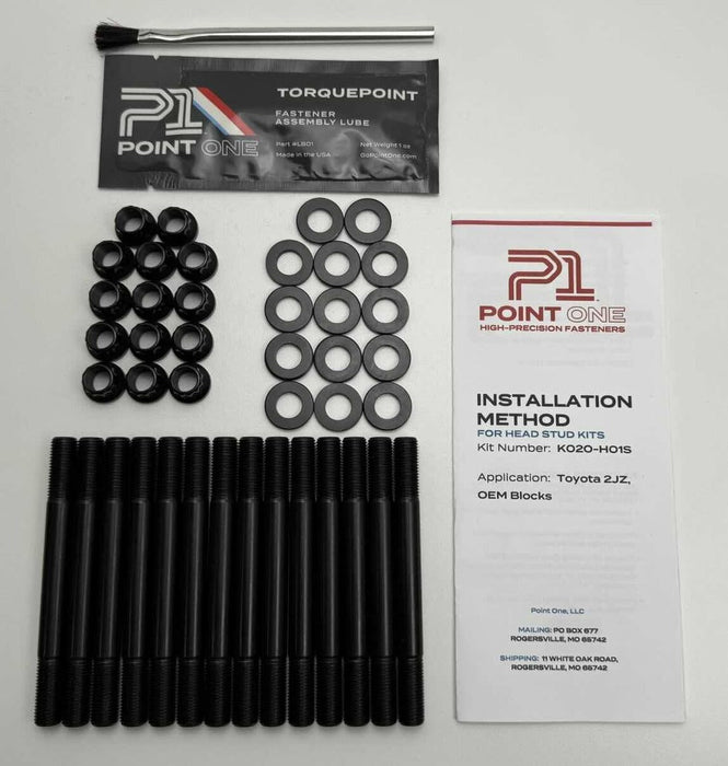 P1 | Toyota 2JZ Main Stud Kit, OEM Blocks, Dart W/11MM Threads, 12PT Nuts, S220 Series, Black Oxide Finish