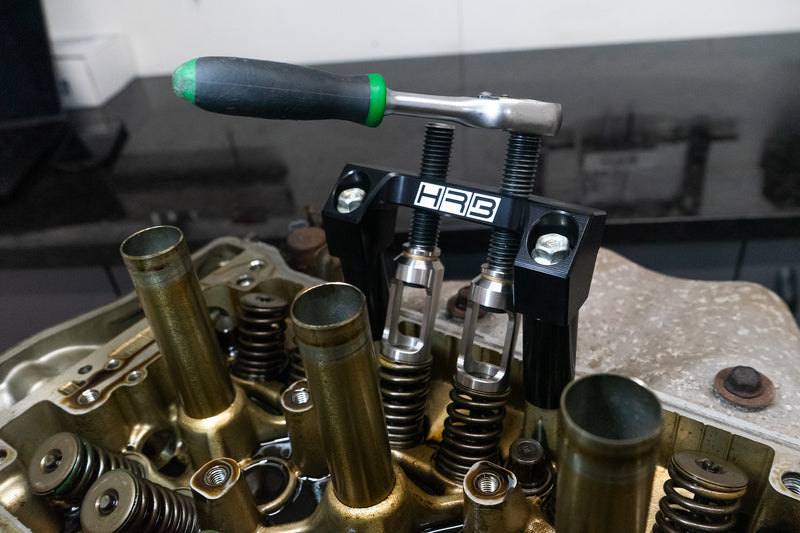 HRB Honda K Series In car valve spring tool - on cylinder head front