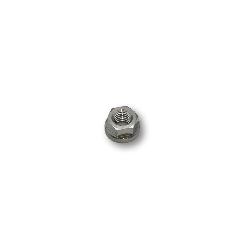 M8 P1.25 Flanged Titanium Nut 6 Point - 12 A/F - 8mm Tall
