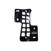 A black metal mounting plate with multiple cutouts and a white PRP logo on the lower right, shown against a plain white background.