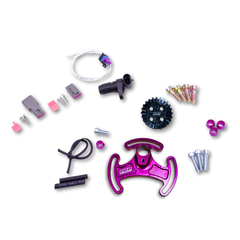 Collection of automotive parts on a white background