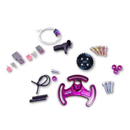 Collection of automotive parts on a white background