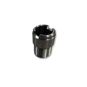 Metal fitting on a white background
