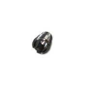 Metallic cylindrical component on a white background