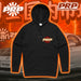 Black hoodie with PRP logo on an orange and black background with PRP branding.