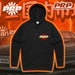 Black hoodie with PRP logo on an orange and black background with PRP branding.