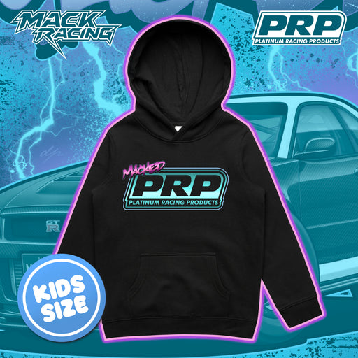 Black hoodie with PRP logo on a racing-themed background