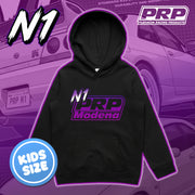 Black hoodie with PRP Modena logo on a purple background with car graphics