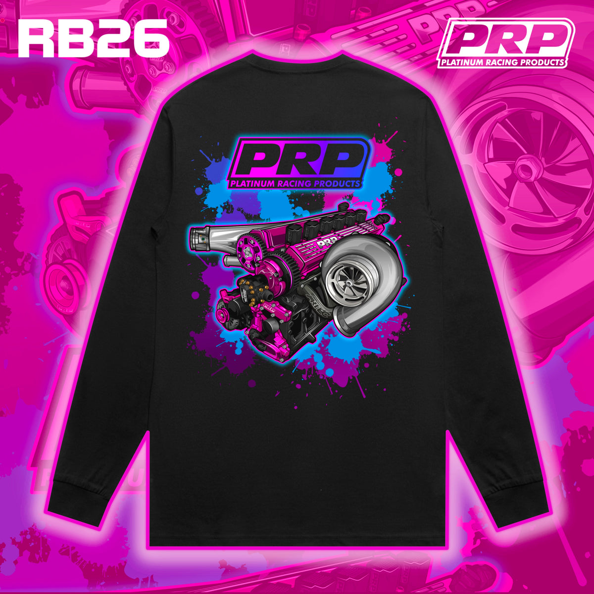 PRP RB26 Pink Engine Longsleeve Shirt — Platinum Racing Products