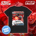 Black t-shirt with 'Birrong Automotive' graphic on a red background with 'Street Fighter' and PRP Racing Products branding.