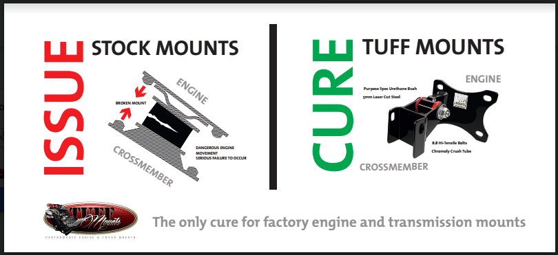 Tuff Mounts Engine Mounts for Holden V8 in VN-VS Commodore V6 K-frame