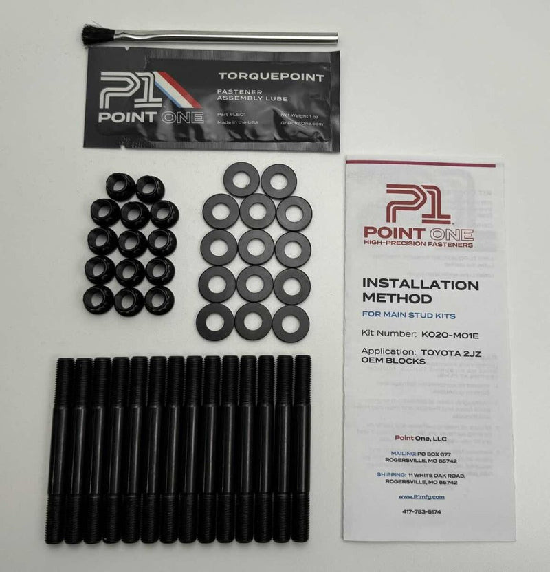 P1 | Toyota 2JZ Main Stud Kit, 12PT Nuts, E190, Black Oxide Finish