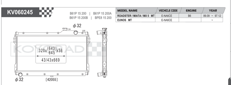 Koyorad Performance Radiator: Mazda MX-5 Miata NA 1.6/1.8L MT 1989-1997