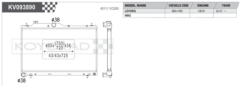 Koyorad Performance Radiator: Subaru WRX VB FA24 2022+