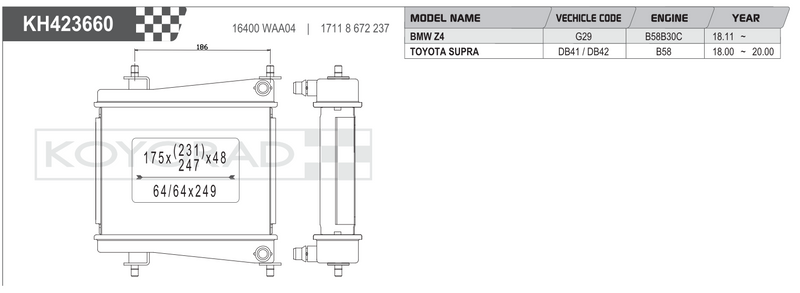 Koyorad Performance Radiator: Toyota GR Supra A90 / BMW Z4 G29 B58 2018+