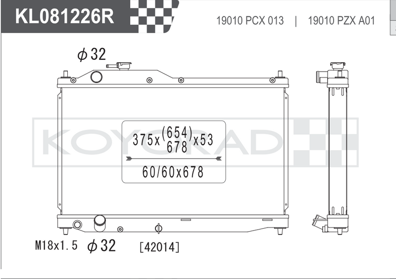 Koyorad Performance Radiator: Honda S2000 AP1 F20C MT 1999-2009