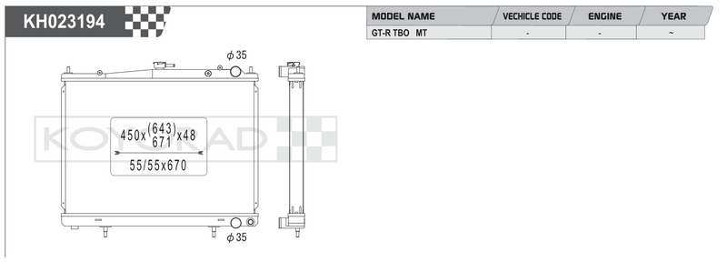 Koyorad Performance Radiator: Nissan Skyline GT-R R34 RB26DETT MT 2000-2002