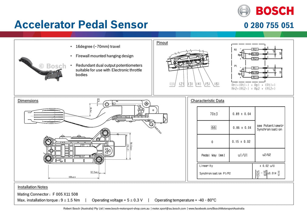 Module pedal gas db 2,02,23,03,23,7 set pedals bosch 280 755