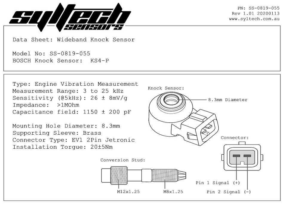 KS4-P -3 to 25 kHz Knock Sensor Kit to Suit Nissan CA18