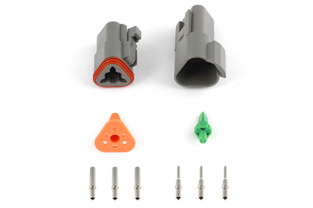 Plug and Pins Only - Matching Set of Deutsch DT-3 Connectors (DT06-3S + DT04-3P) - (13 Amp) HT-031113