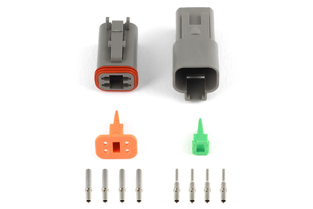 Plug and Pins Only - Matching Set of Deutsch DT-4 Connectors (DT06-4S + DT04-4P) - (13 Amp) HT-031114