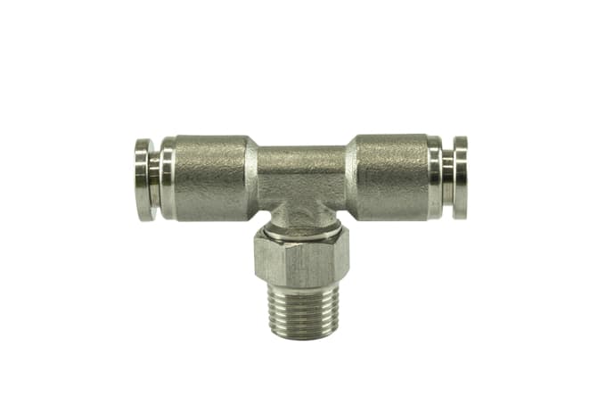 1/8" NPT Tee Pushloc Fitting - SS - 1/4" TS-0550-3055